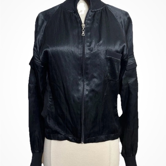#77 Women's Black Bomber Jacket - Picture 1 of 4